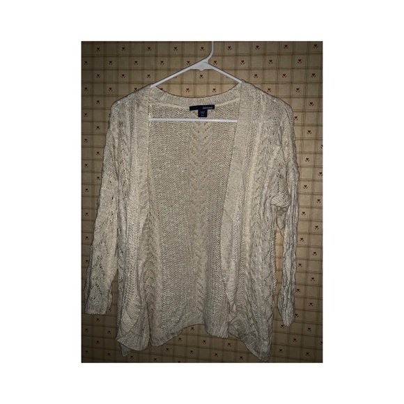 Basic Editions Sweaters - Cream Open Front Cardigan Basic Editions Sweaters - Cream Open Front Cardigan